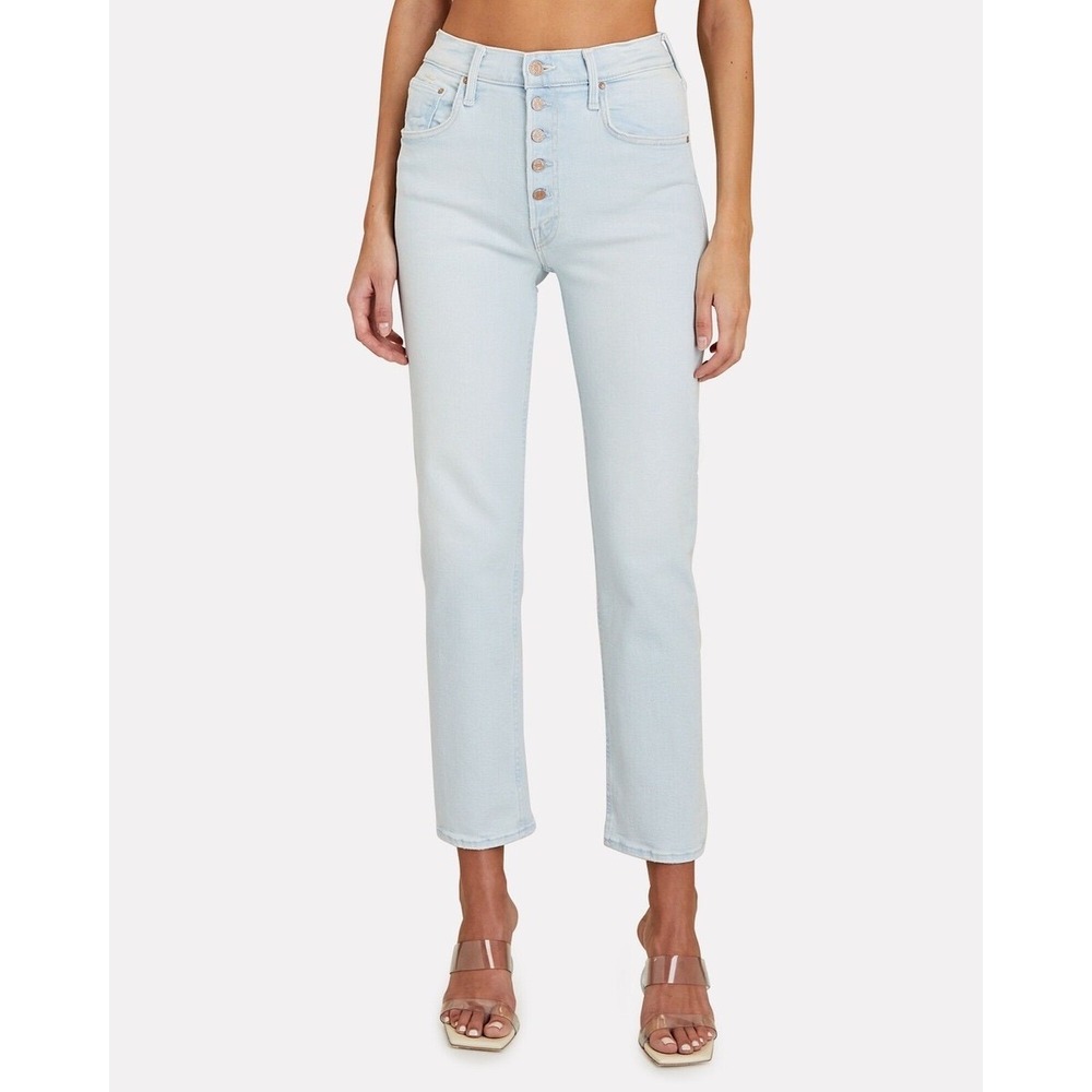 EUC MOTHER The Pixie Tomcat Ankle Jeans Size 31 Pina Colada Paradise‎ Light Blue